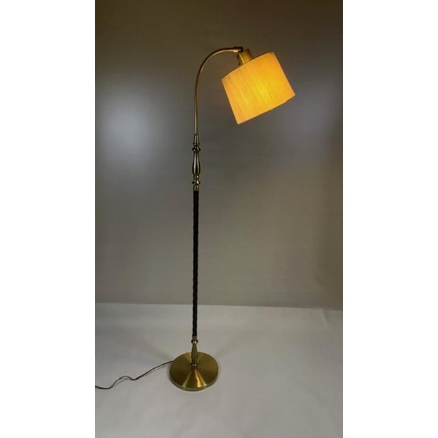 Scandinavian Modern Model 5737 Floor Lamp in Brass and Leather by Einar Bäckström, 1950s For Sale - Image 4 of 18