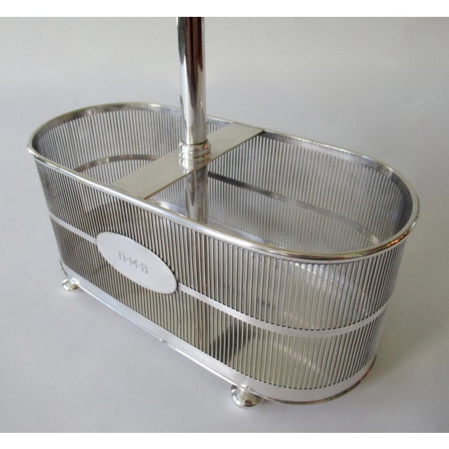 Metal Vintage English Bernard Rice & Sons (Mfr.) by Apollo Silversmith Co.(Designer) Dual Wine Holder,Bottle Carrier Caddy & Server For Sale - Image 7 of 13