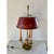 French Provincial Mid 20th Century French Provincial Louis XVI Brass Three-Arm Bouillotte Lamp With Red Tole Shade For Sale - Image 3 of 11