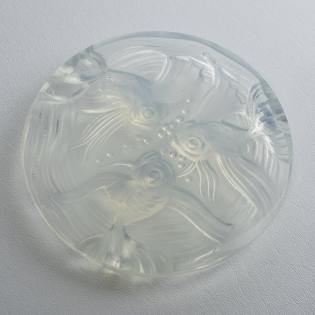Verlys France Art Deco Opalescent Glass Wine Coasters with Fish Decor, 2 pieces For Sale - Image 16 of 16