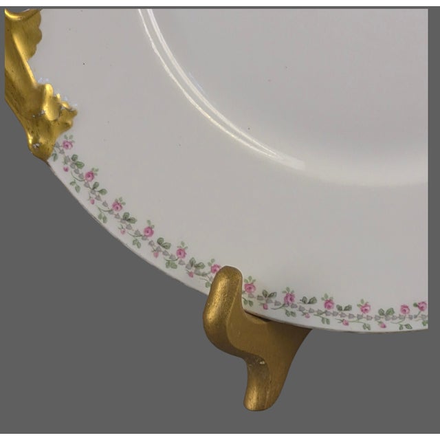 Mid 20th Century Elegant Vintage Limoges L. Bernardaud Gilded Handles Floral Border D & C France Platter #1 For Sale - Image 5 of 11