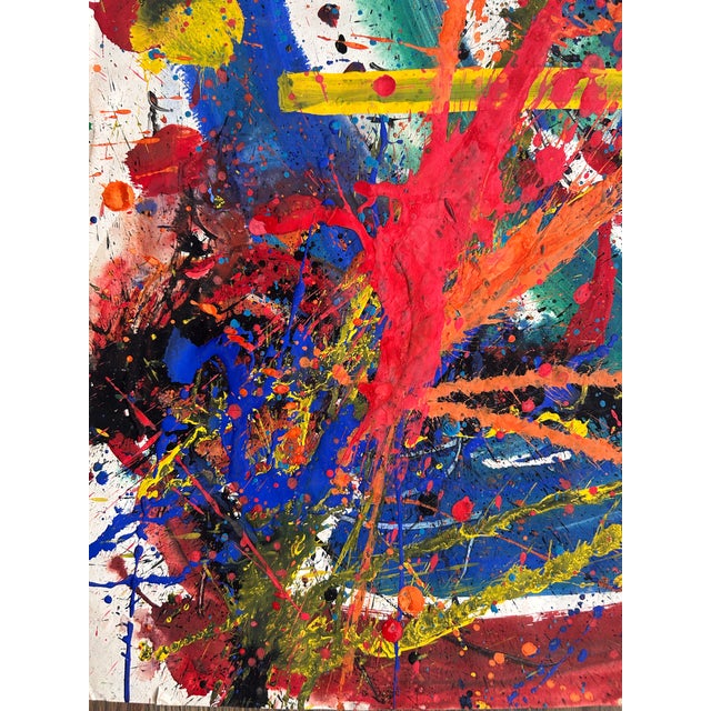 Mid-Century Modern Hendrik Grise Vintage Original Abstract Expressionist Painting on Paper For Sale - Image 3 of 5