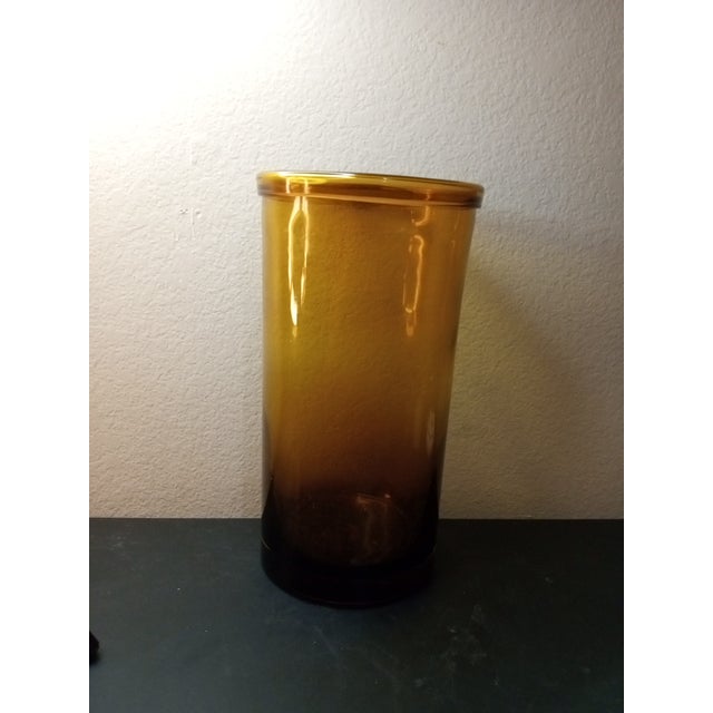 GORGEOUS NEW Vidrios San Miguel Amber Recycle Glass 12" Cylinder Vase From Spain Add a touch of elegance to your home...
