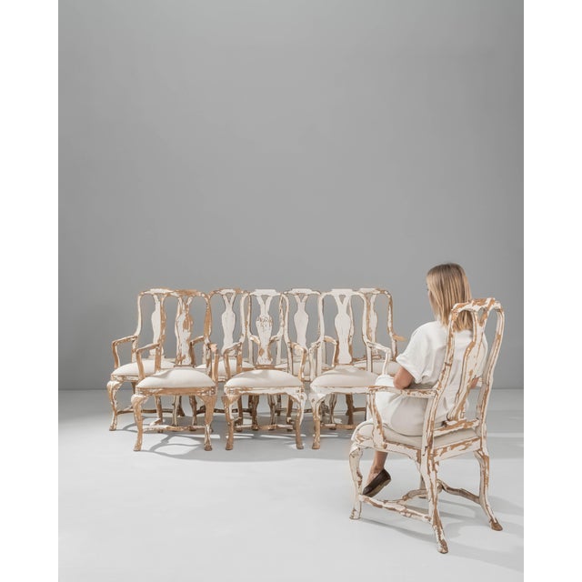 20th Century Swedish Rococo Revival Wood Patinated Dining Chairs - Set of 8 For Sale - Image 11 of 18