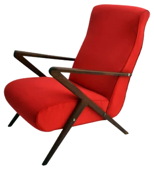 Red Italian Mahogany Lounge Chair, 1950s
