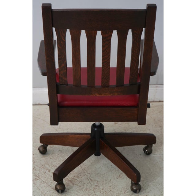 Stickley Stickley Mission Oak Leather Office Chair For Sale - Image 4 of 18