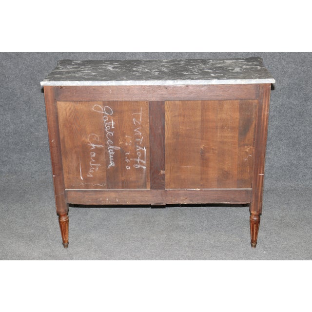 Early 20th Century Antique French Louis XVI Style Brass Mounted Marble Top Commode For Sale - Image 5 of 15