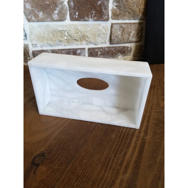 Classic cut Alabaster tissue box cover. One of two that are available. These are out of a fine estate in San Antonio Texas.