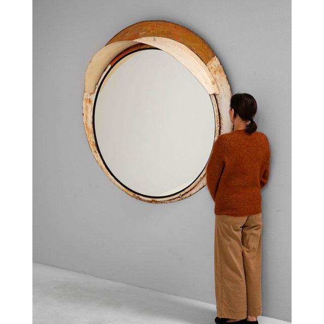 Mid 20th Century Czechia Traditional Antique White Metal Mirror For Sale In Greensboro - Image 6 of 10