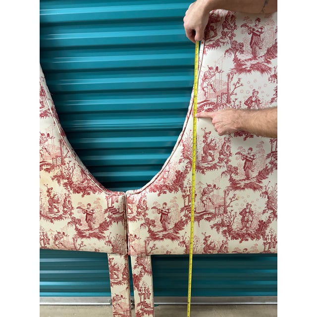 1980s Pair Custom Twin Upholstered High Peak Regency Chinoiserie Headboards For Sale - Image 10 of 11