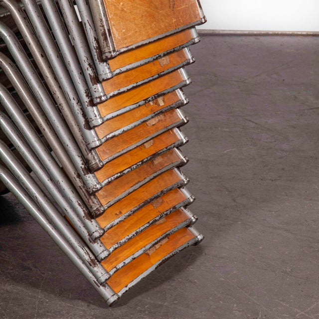 French Silver Stacking Dining Chairs from Mullca, 1950s, Set of 4 For Sale - Image 9 of 10