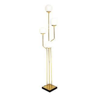 Vintage Italian Brass and Opaline Glass Floor Lamp from Goffredo Reggiani, 1970s For Sale