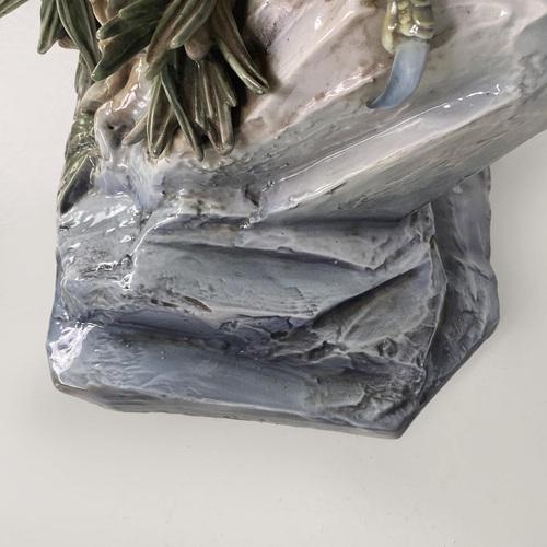 German Polychrome Porcelain Eagle Sculpture by Fritz Heidenreich, 1930s For Sale - Image 3 of 18