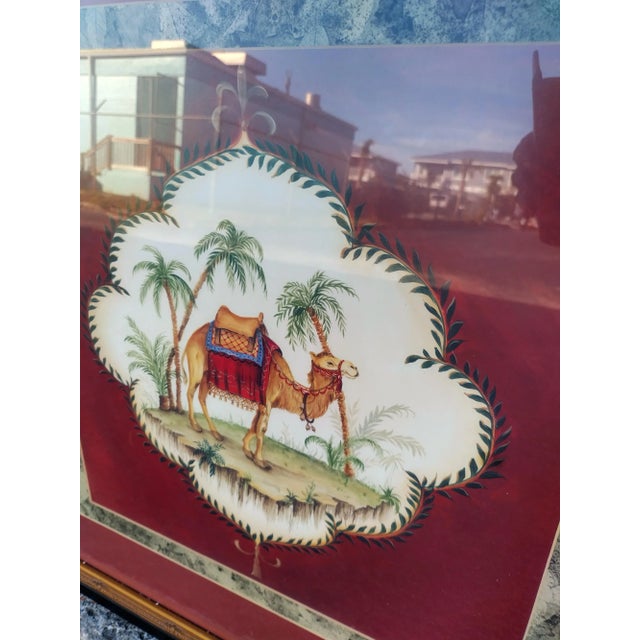 Whimsical Elephant Camel Red Palm Beach Regency Tropical Large Black Framed Art Prints For Sale - Image 9 of 11
