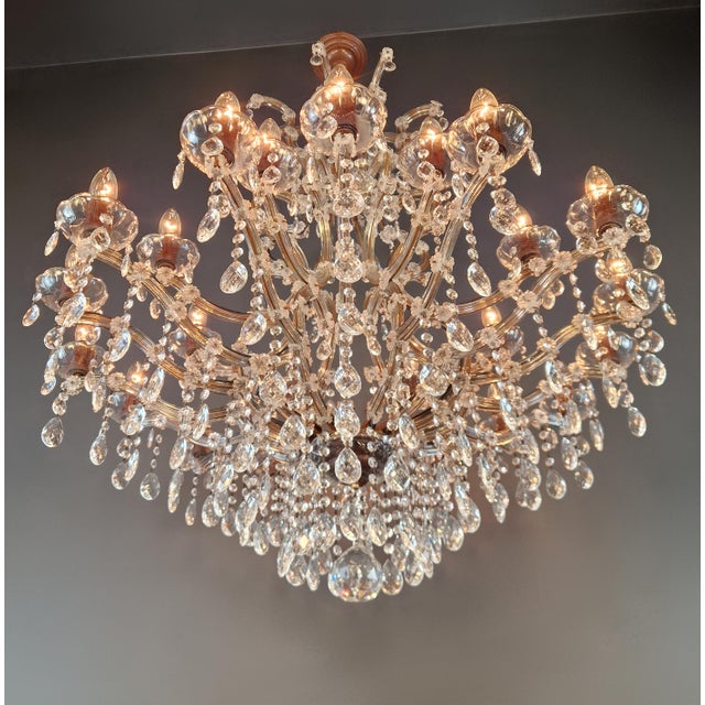 Metal Large Antique Crystal Chandelier Restored Italian Bohemian Style Vintage For Sale - Image 7 of 18