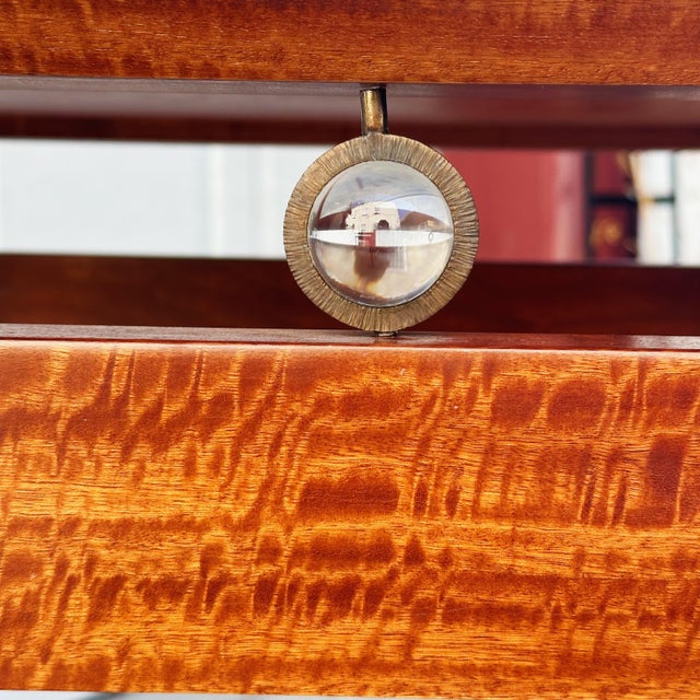 Mid-Century Neo-Classical Revival Mahogany Console Tables With Brass and Crystal Orb Accents, a Pair For Sale - Image 11 of 12
