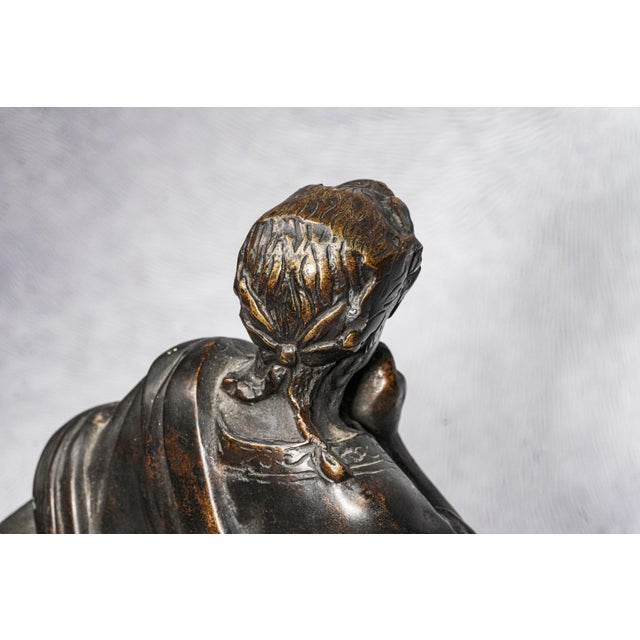 19th Century Antique Victorian Neoclassical Bronze Statue Sculpture of Philosopher Home Decor For Sale - Image 9 of 14