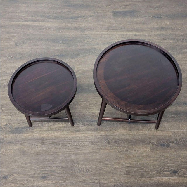 2010s Madison Park Round Wood Nesting Tables For Sale - Image 5 of 7