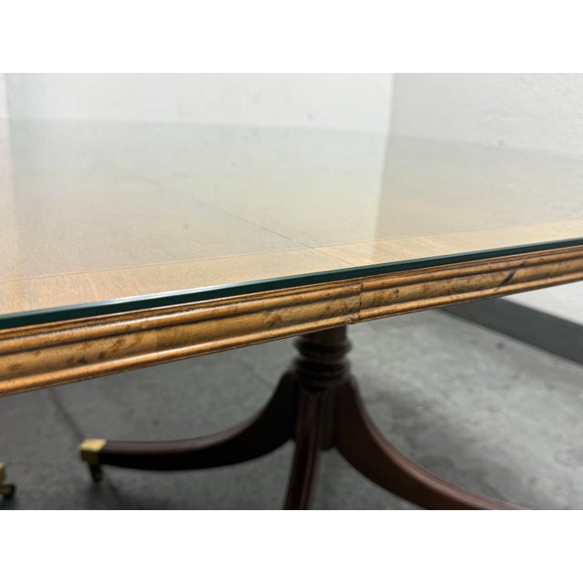 Brown Georgian Satinwood + Mahogany Double Pedestal Dining Table For Sale - Image 8 of 12