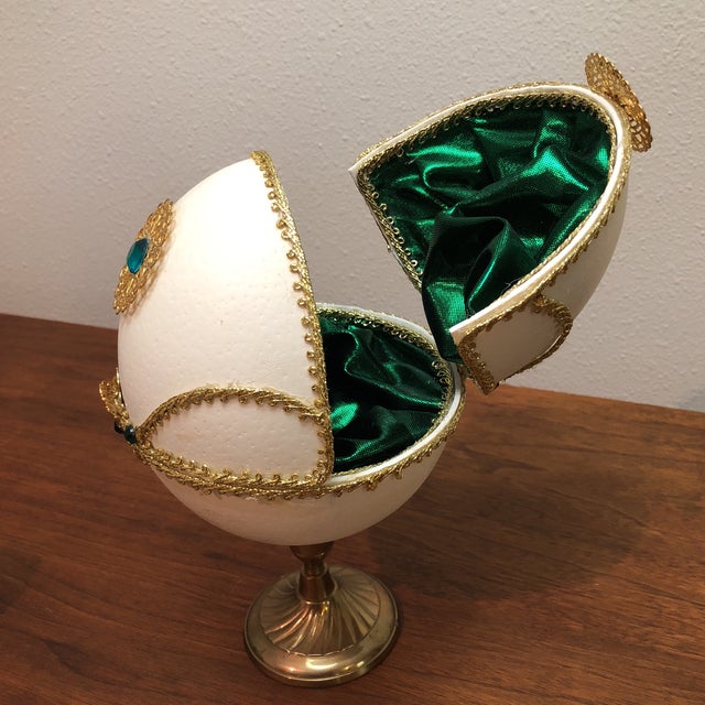 Ornate Ostrich Egg DoubleHinged Jewelry Box Chairish
