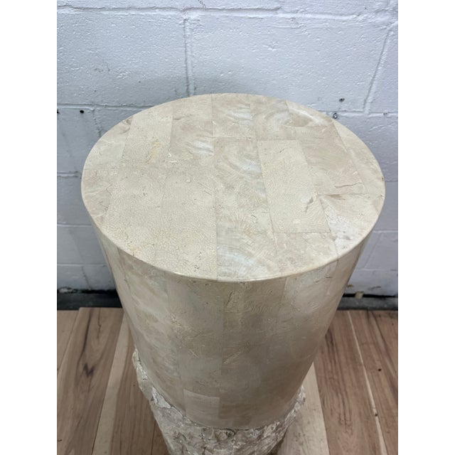 Vintage Postmodern Tessellated Stone Pedestal Sculptural Textured Base 1980s For Sale - Image 9 of 9