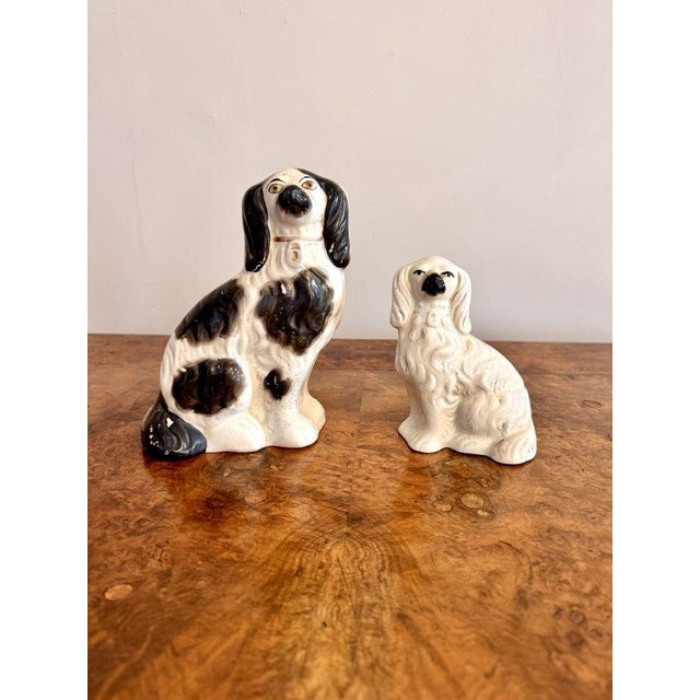 Quality collection of five antique quality hand painted Staffordshire dogs, having five quality Staffordshire dogs seated...