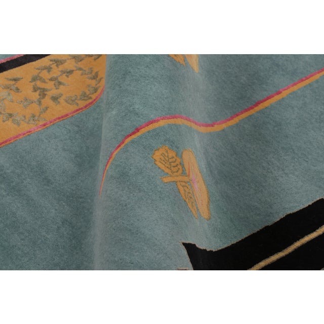 Textile Rug & Kilim’s Modern Classics "Sipahi" Pictorial Runner Rug, Bristol Blue & Gold For Sale - Image 7 of 10