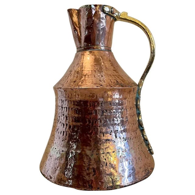 Copper Antique Arts & Crafts Copper and Brass Milk Jug For Sale - Image 8 of 8