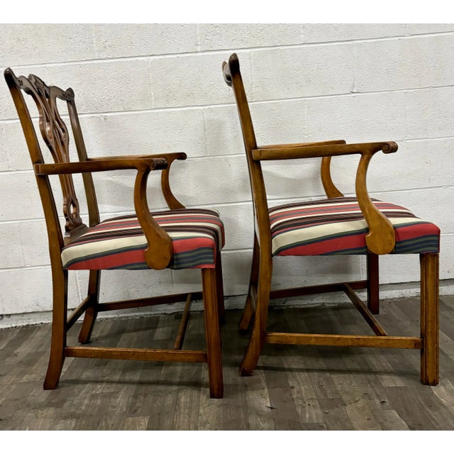 Chippendale Vintage Chippendale Style Dining Arm Chairs - Pair For Sale - Image 3 of 12