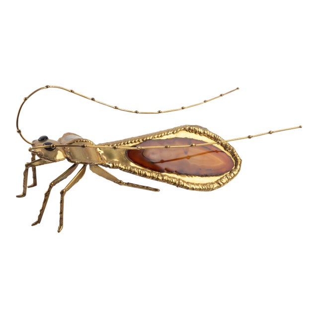 Mid-Century Insect-Form Lamp with Agate Body by Jacques Duval-Brasseur For Sale