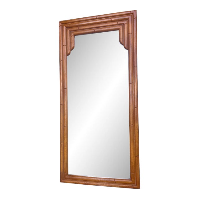 1970s Vintage Faux Bamboo Mirror in Natural Color For Sale