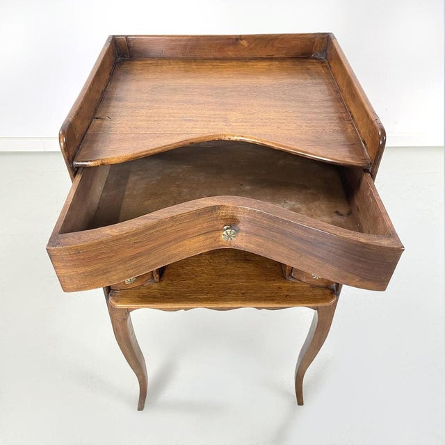Wood Italian Wooden Bedside Table with Brass Handle, 1890s For Sale - Image 7 of 15