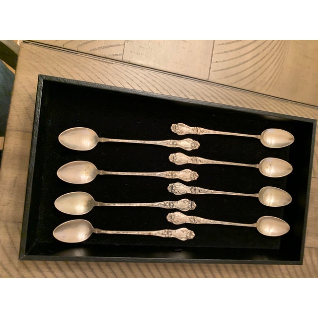 Antique 1910 Whiting Lily Pattern Sterling Silver Iced Tea Spoons- Set of 4 For Sale - Image 12 of 13