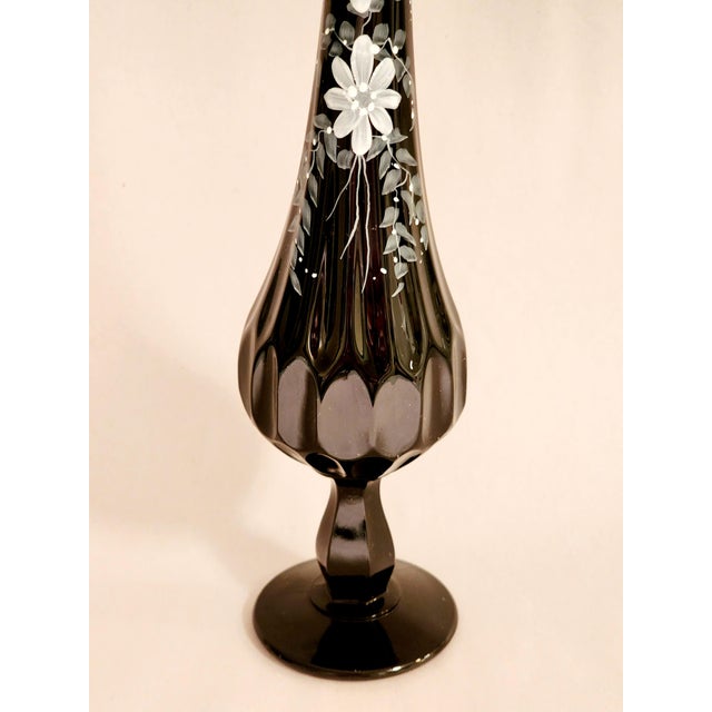 Mid-Century Modern 1960s Signed D Barbour Fenton Thumbprint Black Hand Painted Bud Vase For Sale - Image 3 of 11