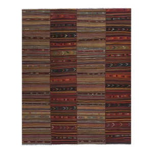 1970s Handmade Turkish Striped Kilim Rug 8'9'' X 11'7''