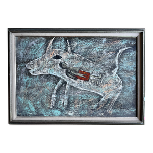 Vintage Signed Roane Original Figural Painting Framed Canvas Abstract Expressionism