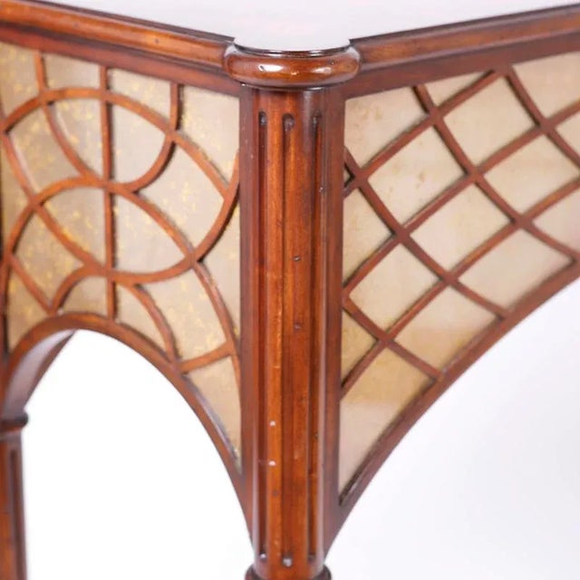 Antique Tall British Colonial Console Table With Mirrored Skirt For Sale - Image 4 of 10