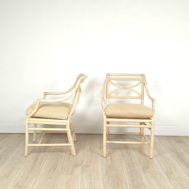Neoclassical Pair of Vintage McGuire Armchairs, Circa 1980. Two Pairs Available For Sale - Image 3 of 12