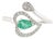 Emerald & Diamond Heart Halo Toi Et Moi Bypass Ring in 14k White Gold Size 5 For Sale