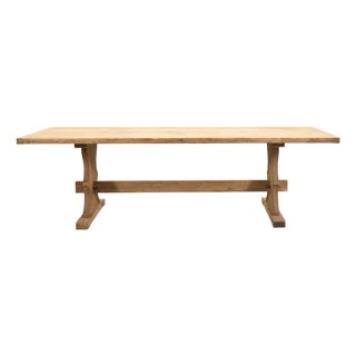 Country French Bleached Oak Farmhouse Trestle Dining Table 8 Ft For Sale