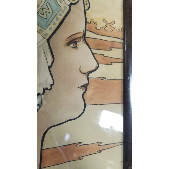 Early 20th Century Framed Original 1909 Lithograph "Queen Wilhelmina" by P. Shepard For Sale - Image 5 of 7