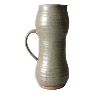 Vintage Studio Pottery Tall Pitcher Vase For Sale