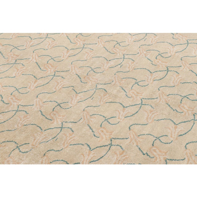 1960s Vintage Zeki Müren Rug in Beige With Pink & Blue Floral Pattern From Rug & Kilim For Sale - Image 5 of 8