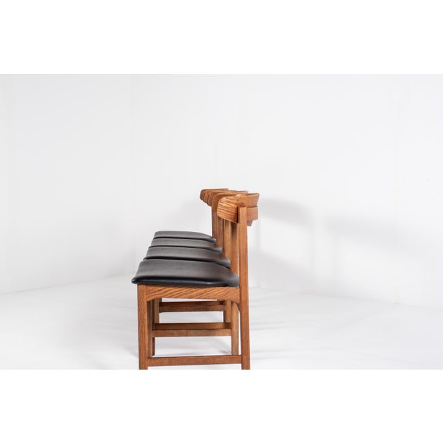 Danish Oak and Black Skai Dining Chairs, 1960s, Set of 4 For Sale - Image 6 of 18