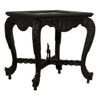 Antique Anglo Indian Carved Rosewood Table For Sale