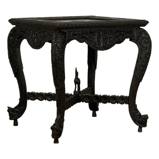 Antique Anglo Indian Carved Rosewood Table For Sale