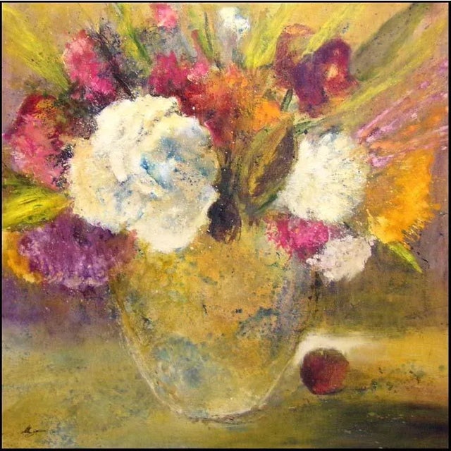 "Le Fleurs I" Helen Zarin Botanical Oil Painting For Sale - Image 4 of 4
