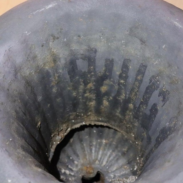 Pair of Antique Neoclassical Cast Iron Melon Ribbed Garden Urns C1930 For Sale - Image 10 of 10