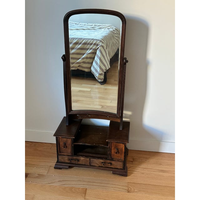 Vintage Japanese Kyodai Vanity Mirror – Solid Wood For Sale - Image 12 of 12