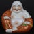 W-24.5cm,H-22cm This hand-carved Famille Rose porcelain statue of Maitreya Buddha is a vintage original piece from China....